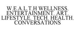 W.E.A.L.T.H WELLNESS. ENTERTAINMENT. ART. LIFESTYLE. TECH. HEALTH. CONVERSATIONS trademark