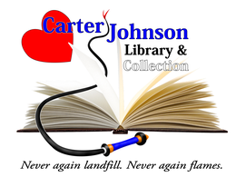 CARTER JOHNSON LIBRARY & COLLECTION NEVER AGAIN LANDFILL. NEVER AGAIN FLAMES. trademark