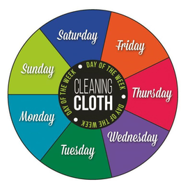MONDAY TUESDAY WEDNESDAY THURSDAY FRIDAY SATURDAY SUNDAY DAY OF THE WEEK DAY OF THE WEEK DAY OF THE WEEK CLEANING CLOTH trademark