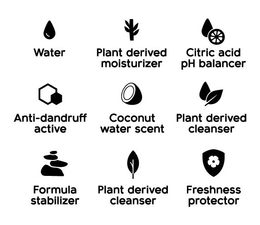 WATER PLANT DERIVED MOISTURIZER CITRIC ACID PH BALANCER ANTI-DANDRUFF ACTIVE COCONUT WATER SCENT PLANT DERIVED CLEANSER FORMULA STABILIZER PLANT DERIVED CLEANSER FRESHNESS PROTECTOR trademark