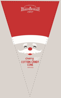 MAUD BORUP ESTABLISHED 1907 CHERRY COTTON CANDY CONE NATURALLY AND ARTIFICIALLY FLAVORED NET WT 0.75 OZ (21G) trademark