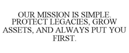 OUR MISSION IS SIMPLE. PROTECT LEGACIES, GROW ASSETS, AND ALWAYS PUT YOU FIRST. trademark