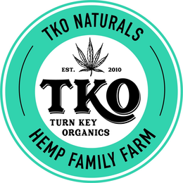 TKO NATURALS EST. 2010 TKO TURN KEY ORGANICS HEMP FAMILY FARM trademark