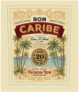 CRAFTED IN YUCATÁN RON PRODUCT OF MEXICO CARIBE BOTTLED BY CASA D'ARISTI ESTD. 1930 AGED 20 YEARS IN BOURBON OAK BARRELS EXTRA AÑEJO PREMIUM RUM LIMITED EDITION ALC / VOL 45% CONT NET 750ML trademark