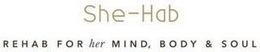 SHE-HAB REHAB FOR HER MIND, BODY & SOUL trademark