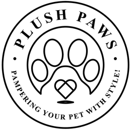 PLUSH PAWS PAMPERING YOUR PET WITH STYLE! trademark