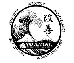 MOVEMENT FAMILY MARTIAL ARTS COURTESY INTEGRITY PERSEVERANCE SELF-CONTROL INDOMITABLE SPIRIT trademark