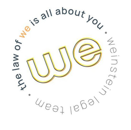 WE · THE LAW OF WE IS ALL ABOUT YOU · WEINSTEIN LEGAL TEAM trademark