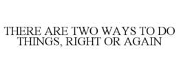 THERE ARE TWO WAYS TO DO THINGS, RIGHT OR AGAIN trademark