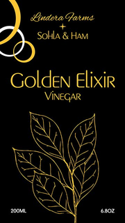GOLDEN ELIXIR VINEGAR LINDERA FARMS + SOHLA & HAM 200ML 6.8OZ trademark