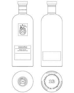 CASA DRAGONES 16  TEQUILA ANEJO SAN MIGUEL DE ALLENDE BARREL BLEND 100% PURO AGAVE AZUL trademark