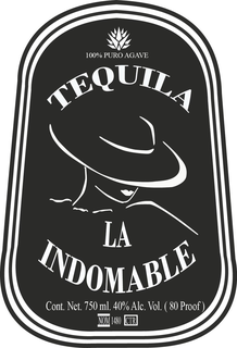 THE WORDS,LA INDOMABLE IN SPANISH WHICH TRANSLATES TO THE INDOMABLE IN ENGLISH . THE DESIGN, A SILHOUETTE OF A WOMAN WITH A HAT LOOKING DOWNWARDS WITH ONLY THE SILHOUETTE OF HER SHOULDERS. trademark