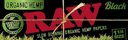 ORGANIC HEMP RAW BLACK SLOW BURNING ORGANIC HEMP PAPERS AUTHENTIC UNBLEACHED GENUINE HEMP FIBERS 1 ¼ SIZE trademark