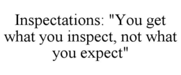 INSPECTATIONS: "YOU GET WHAT YOU INSPECT, NOT WHAT YOU EXPECT" trademark