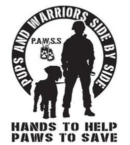 PUPS AND WARRIORS SIDE BY SIDE P.A.W.S.S HANDS TO HELP PAWS TO SAVE trademark