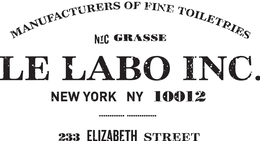 MANUFACTURERS OF FINE TOILETRIES NYC GRASSE LE LABO INC. NEW YORK NY 10012 233 ELIZABETH STREET trademark