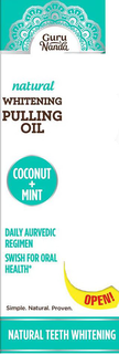 GURU NANDA NATURAL WHITENING PULLING OIL COCONUT + MINT DAILY AYURVEDIC REGIMEN SWISH FOR ORAL HEALTH* OPEN! SIMPLE. NATURAL. PROVEN. NATURAL TEETH WHITENING trademark