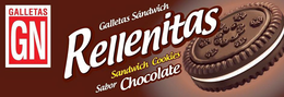 GALLETAS GN GALLETAS SÁNDWICH RELLENITAS SANDWICH COOKIES SABOR CHOCOLATE trademark