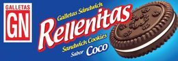 GALLETAS GN GALLETAS SÁNDWICH RELLENITAS SANDWICH COOKIES SABOR COCO trademark