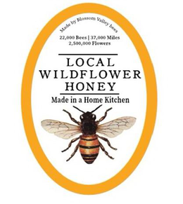 MADE BY BLOSSOM VALLEY BEES 22,000 BEES | 37,000 MILES 2,500,000 FLOWERS LOCAL WILDFLOWER HONEY MADE IN A HOME KITCHEN trademark