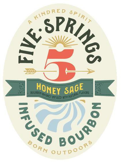 A KINDRED SPIRIT FIVE • SPRINGS 5 HONEY SAGE BOURBON WHISKEY INFUSED WITH NATURAL FLAVORS INFUSED BOURBON BORN OUTDOORS trademark