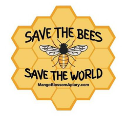 SAVE THE BEES SAVE THE WORLD MANGOBLOSSOMAPIARY.COM trademark