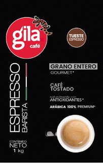 GILA CAFÉ TUESTE ESPRESSO ESPRESSO BARISTA GRANO ENTERO GOURMET* CAFÉ TOSTADO NATURALMENTE CON ANTIOXIDANTES* ARÁBICA 100% PREMIUM* CONTENIDO NETO 1KG trademark