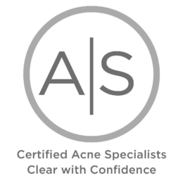 AS CERTIFIED ACNE SPECIALISTS CLEAR WITH CONFIDENCE trademark