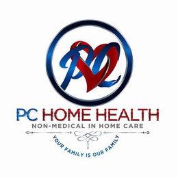 PC PC HOME HEALTH NON-MEDICAL IN HOME CARE YOUR FAMILY IS OUR FAMILY trademark