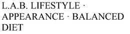L.A.B. LIFESTYLE · APPEARANCE · BALANCED DIET trademark