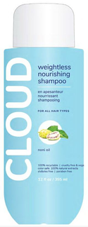 CLOUD WEIGHTLESS NOURISHING SHAMPOO EN APESANTEUR NOURRISSANT SHAMPOOING FOR ALL HAIR TYPES NONI OIL 100% RECYCLABLE CRUELTY FREE &  VEGA COLOR SAFE 100% NATURAL EXTRACTS SLS&SLES FREE PARABEN FREE 12 FL OZ/ 355 ML trademark