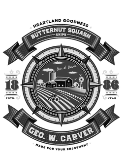 HEARTLAND GOODNESS BUTTERNUT SQUASH CHIPS GEO. W. CARVER 18 86 ESTD. YEAR GEO. W. CARVER MADE FOR YOUR ENJOYMENT trademark
