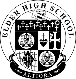 ELDER HIGH SCHOOL ALTIORA VINCIT FIDES MUNDUM VINCIT FIDES MUNDUM trademark
