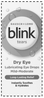 BAUSCH + LOMB BLINK TEARS DRY EYE LUBRICATING EYE DROPS MILD-MODERATE LONG-LASTING RELIEF INSTANTLY SOOTHES & HYDRATES trademark