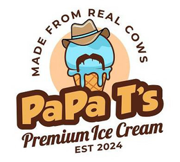 MADE FROM REAL COWS PAPA T'S PREMIUM ICE CREAM EST 2024 trademark