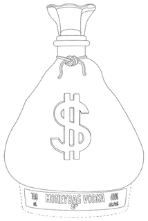 $ MONEYBAG VODKA 750ML 40% ALC/VOL. trademark