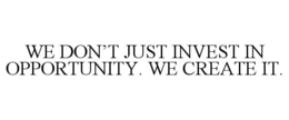 WE DON'T JUST INVEST IN OPPORTUNITY. WE CREATE IT. trademark