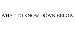 WHAT TO KNOW DOWN BELOW trademark
