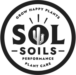 GROW HAPPY PLANTS SOL SOILS PERFORMANCE PLANT CARE trademark