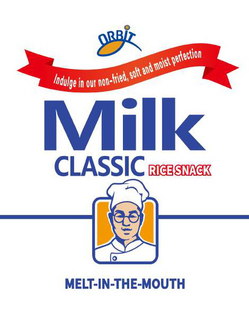 ORBIT INDULGE IN OUR NON-FRIED, SOFT AND MOIST PERFECTION MILK CLASSIC RICE SNACK MELT-IN-THE-MOUTH trademark