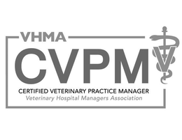 VHMA CVPM CERTIFIED VETERINARY PRACTICE MANAGER VETERINARY HOSPITAL MANAGERS ASSOCIATION trademark