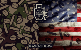 RIFLE RATED COFFEE CO. BEANS AND BRASS trademark