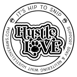 IT'S HIP TO SNIP HUSTLE LOVE SUPPORT SPAY & NEUTERING WITH HUSTLELOVEPAWS.COM trademark