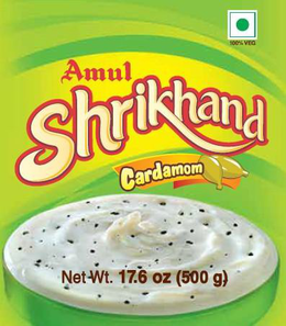 100% VEG AMUL SHRIKHAND CARDAMOM NET WT. 17.6 OZ (500 G) trademark