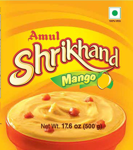 100% VEG AMUL SHRIKHAND MANGO NET WT. 17.6 OZ (500 G) trademark