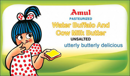 AMUL PASTEURIZED WATER BUFFALO AND COW MILK BUTTER UNSALTED UTTERLY BUTTERLY DELICIOUS trademark