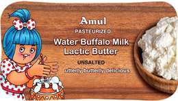 AMUL PASTEURIZED WATER BUFFALO MILK LACTIC BUTTER UNSALTED UTTERLY BUTTERLY DELICIOUS trademark