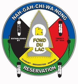 FOND DU LAC NAH-GAH-CHI-WA-NONG RESERVATION ESTABLISHED BY TREATY OF 1854 CLOQUET • BROOKSTON • SAWYER trademark