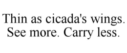 THIN AS CICADA'S WINGS. SEE MORE. CARRY LESS. trademark