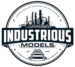 INDUSTRIOUS MODELS EST 2024 CRAFTING REALISTIC INDUSTRIES FOR YOUR RAILROAD trademark